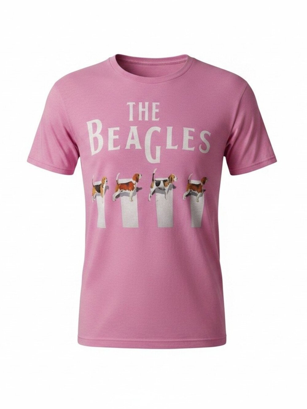The Beagles Graphic T Shirt Large Pink Beatles Parody Beagle Dog Lover 100% Cott